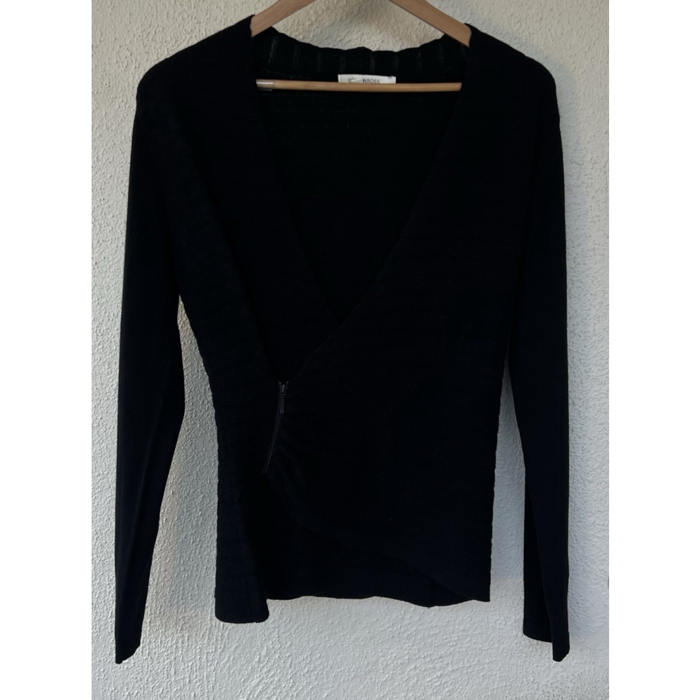 Kinross Cashmere Drape Asymmetrical Zip Up Cardigan Sweater L Merino Wool Silk